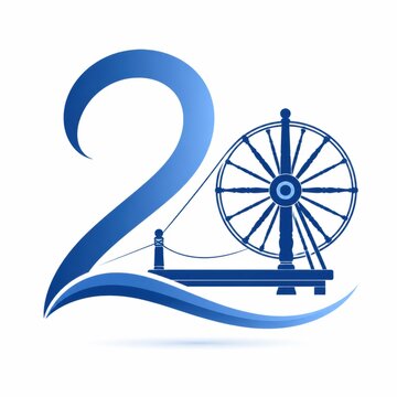Blue number twenty logo design with a spinning wheel icon illustration