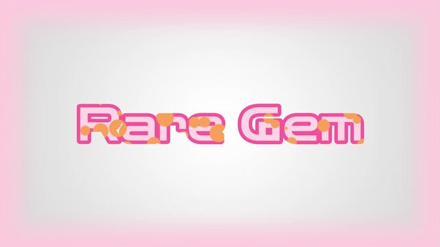 Rare Gem decorative lettering features pink and orange patterned bubble font on a soft pastel gradient background.