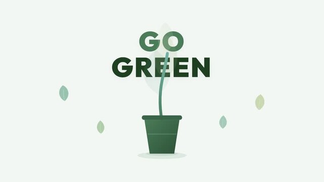Go green slogan illustration with growing plant in pot and eco friendly design elements