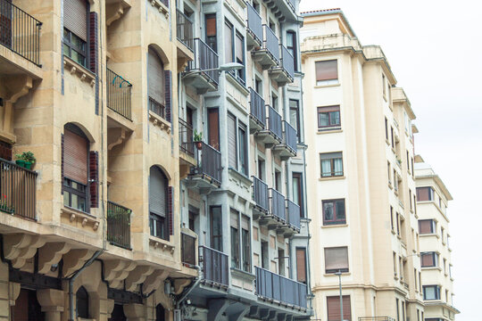 house facades in Donostia or San Sebastian, Spain Spain
