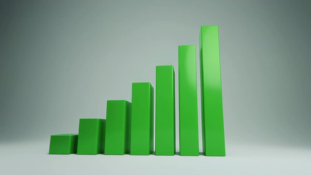 Three green bars representing a positive trend on a light background.