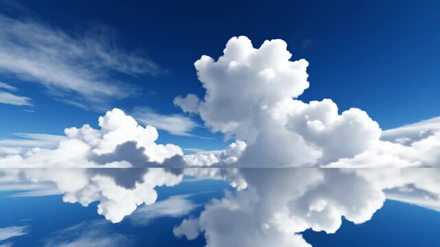Salar de uyuni mirror reflection of blue sky and clouds timelapse.