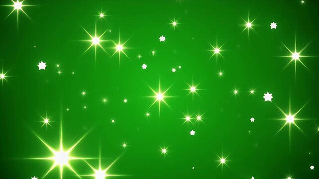 Sparkling stars against a vibrant green background