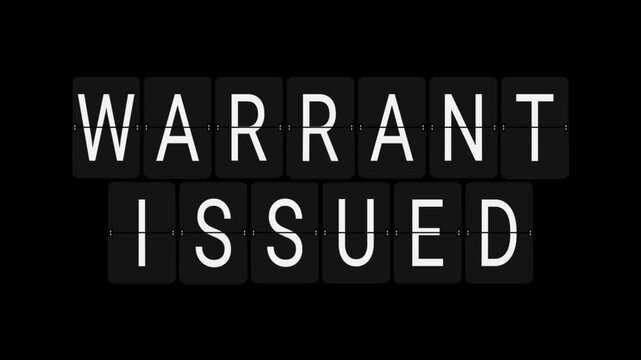Split-Flap Blank to WARRANT ISSUED Legal Status Display Animation on Black Background