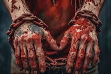 Obraz premium Bound Hands: Symbol of Oppression and Struggle