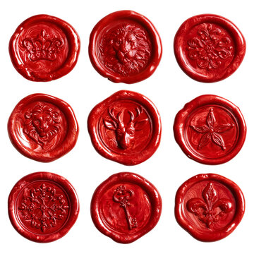 Luxury Heritage Red Wax Seal Collection with Crown, Lion and Royal Emblems