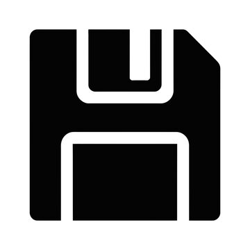 Minimalist black and white floppy disk icon