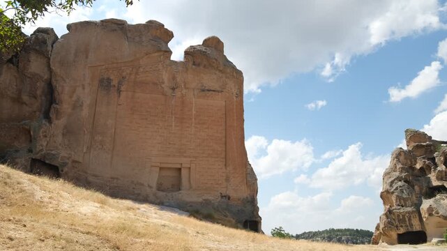 Midas Monument ( Yazılıkaya) in the Phrygian Valley - T&uuml;rkiye. 4k video 