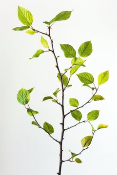 Vibrant green leaves on branch