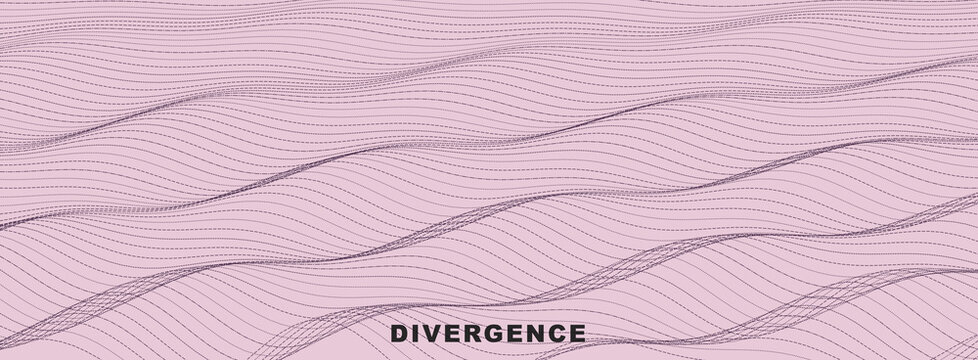 Abstract wavy lines create a divergence pattern on a light pink.