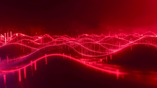 Red light pulses across undulating waves
