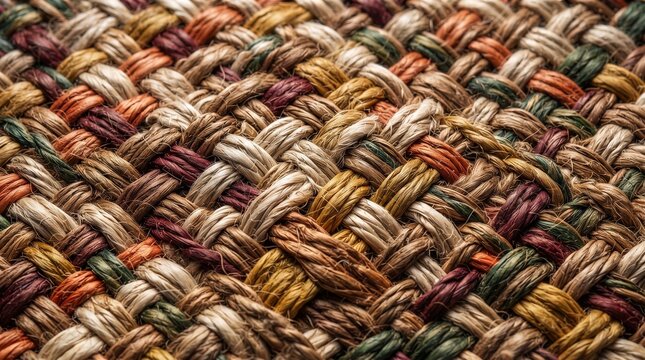 Colorful Woven Fabric Texture Close Up Pattern.