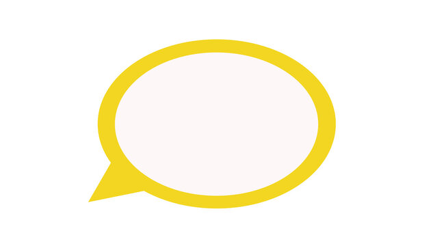 A yellow circular speech bubble icon with a small triangular point on its bottom left, centered on a plain white background.
