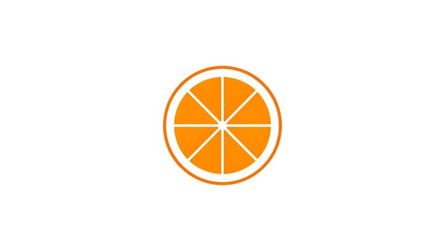 Minimalist orange fruit slice vector icon design isolated against simple clean white background graphic element with vector illustration sliced