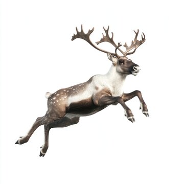 Caribou jumping background wildlife antlers.
