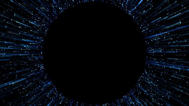 青い粒子で構成された抽象的なデジタル円形表現