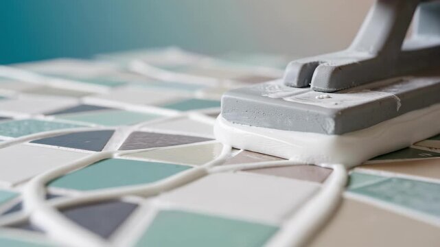 Ceramic Tile Cutter During Floor Renovation.