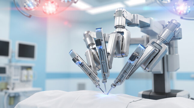 Surgical robotic arm operation hospital technology Robotic surgical arm operation inside. futuristic future automation innovation. health care medicine treatment, doctor surgeon precision surgery