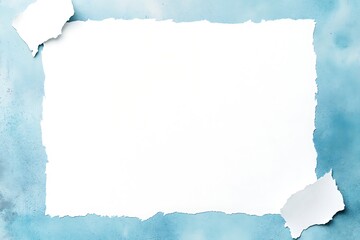 Fototapeta premium A serene watercolor rectangle framed by delicate blue and white waves