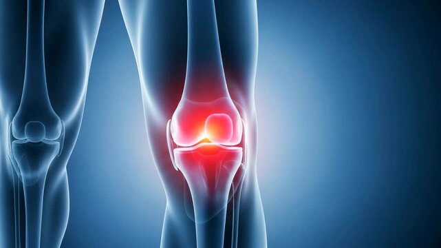 3d illustration of human knee joint pain, medical concept