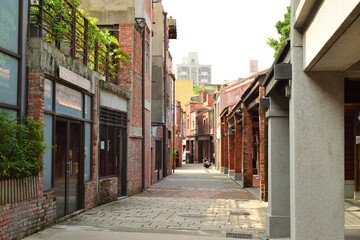 Fototapeta premium Historic Bopiliao Old Street with Red Brick Architecture in Taipei