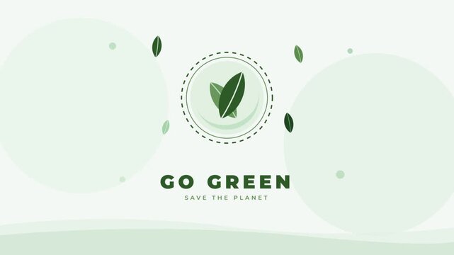 Go green save the planet environmental awareness concept background with leaves icon flat illustration for ecological message sustainability and climate conservation
