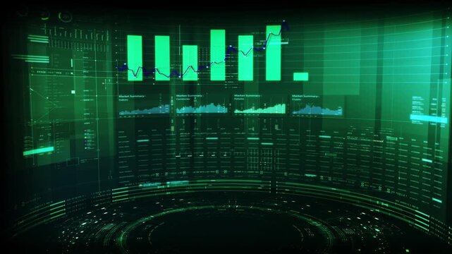 Futuristic global financial data visualization, world map and digital globe with candlestick chart, stock trading analytics, forex market dashboard, fintech infographic, big data interface