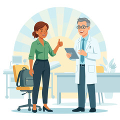 Fototapeta premium Doctor and Patient Smiling with Thumbs Up in Medical Office - Positive Healthcare Interaction