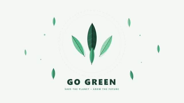 Go Green Ecology Concept Animation with Leaves Save the Planet Sustainability Environmental Awareness Graphic Illustration Background for Social Media Marketing Campaign