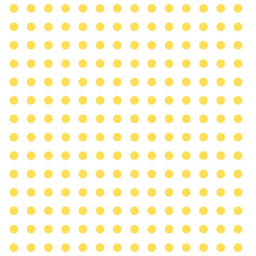 Seamless yellow polka dot pattern on a transparent background for playful design and textile applications