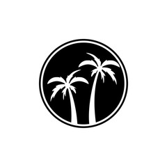 Palm tree circle sign icon isolated on white background