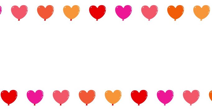 Colorful heart-shaped vector decoration animation with copy space, isolated on a white background.