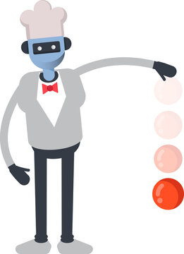 Robot Humanoid Chef Character Throwing Ball
