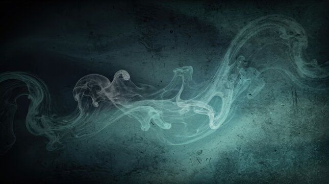 Wispy, ethereal smoke curls and swirls against a dark textured background, creating a mysterious and abstract visual effect.