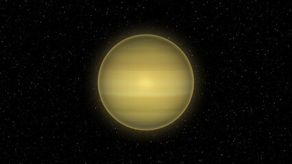 Yellow gas giant planet with atmospheric bands in deep space Keywords: planet, space, galaxy, astronomy © Surjomukhi