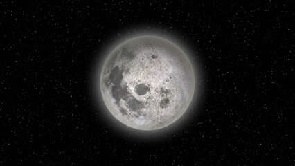 Detailed Moon surface with craters in starry deep space Keywords: Moon, planet, space, galaxy, astronomy © Surjomukhi