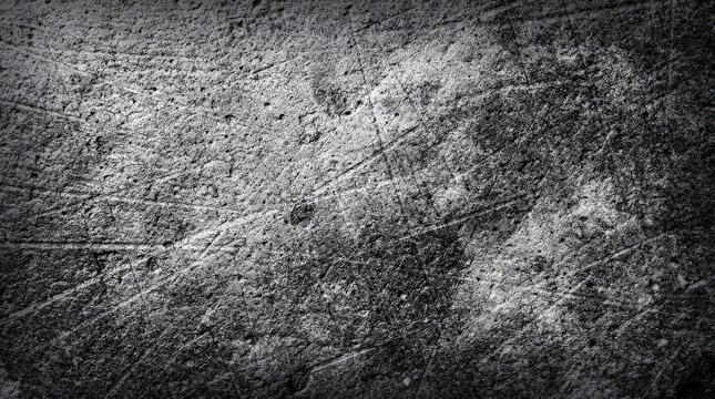 Close-up of a rough, scratched concrete surface with visible texture and grayscale tones.