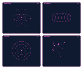 Futuristic HUD deepspace scanner targeting interface set on transparent background © Asma 