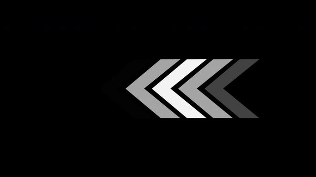 Left-directional arrow loop animation on transparent background. Animated arrows for the overlay video layer with Alpha channel in 4k.