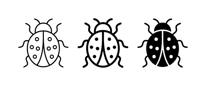 Ladybug Icons, Insect Vector Graphics, Simple Bug Symbols, Nature Elements