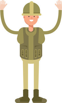 Soldier Character Raising Hands
