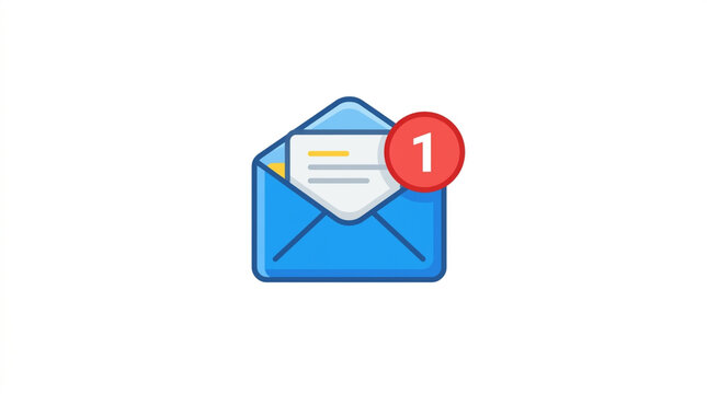 Blue email envelope icon with a red notification badge indicating one new unread message.