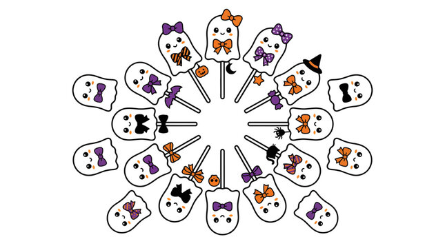 Cute halloween ghost lollipop mandala vector illustration graphic design
