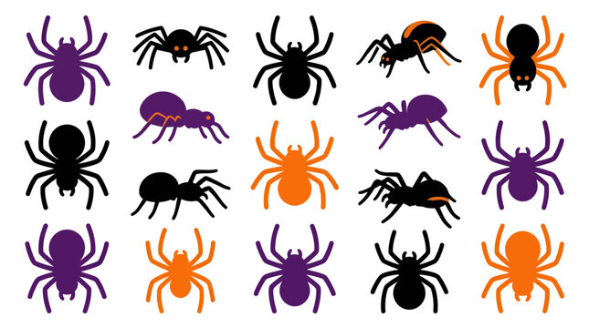 Halloween spider collection flat vector illustration graphic set with halloween