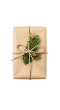 Gift wrapped in brown paper.