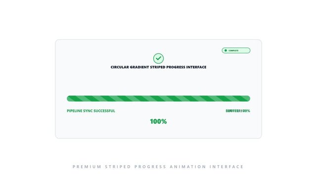 Circular Gradient Striped Progress Bar Interface Animation