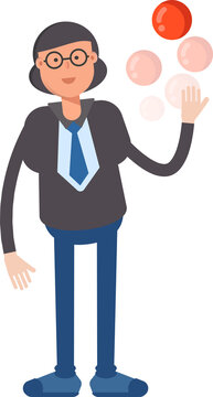 Business Woman Character Playing Ball
