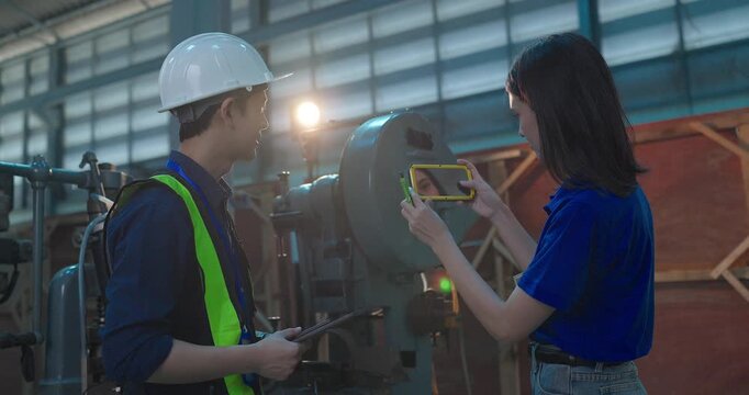 Female Entrepreneur Takes Machinery Photos for Custom DIY Project in Workshop