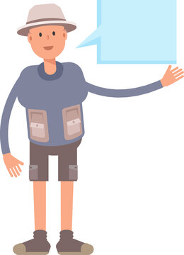 Tourist Character and Speech Bubble
