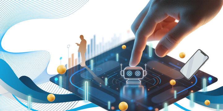 Technology background. Smart assistants and automation on digital platforms in concept of smart technology business innovation.